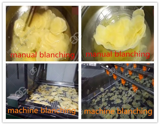 comparison of manual blanching and machine blanching